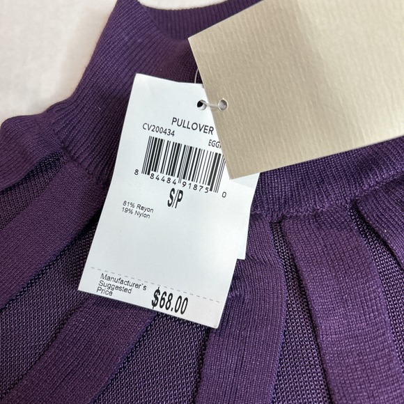 Carmen Marc Valvo Long Sleeve Purple Blouse Small New With Tags   215 - Picture 3 of 7